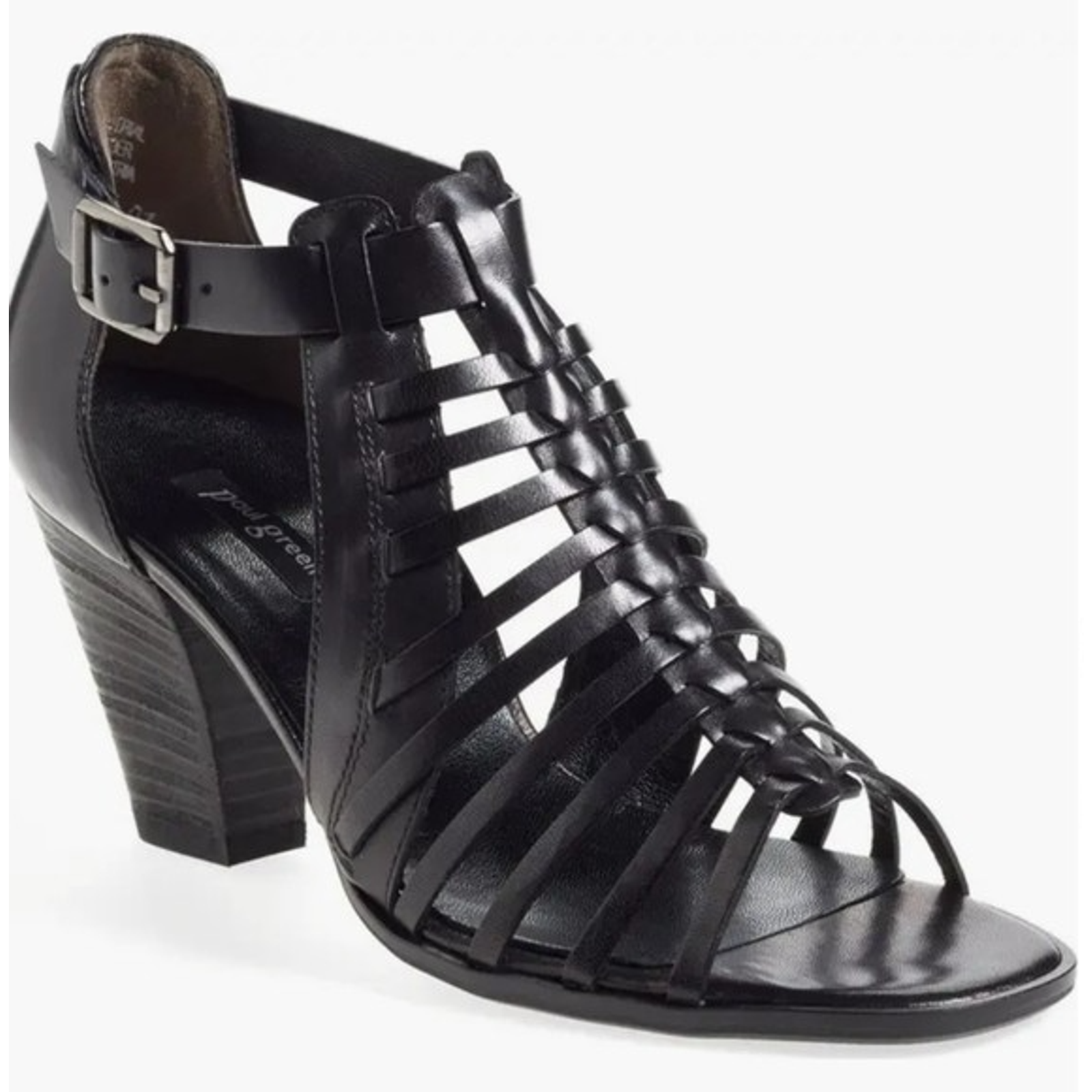 Paul Green Christy Sandal Caged Ankle Strap Open Toe Black Strappy 6.5 Uk 9 Us